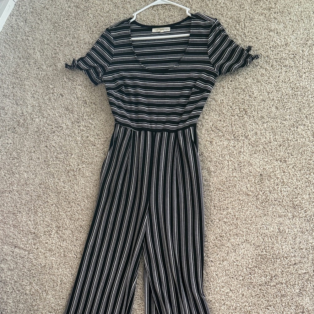Black and White Striped Jumpsuit